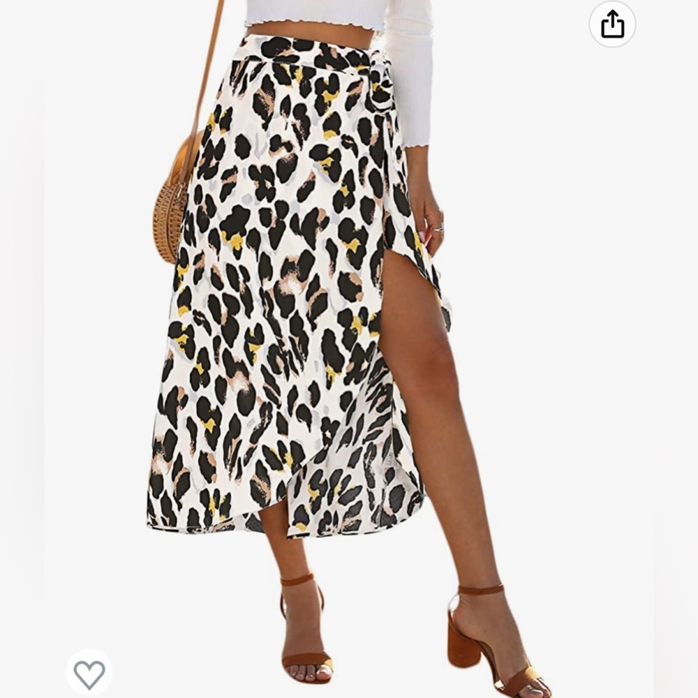 Newchoice | Women's Boho Leopard Skirt High Low Split